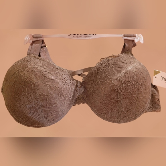 NWT ~ JUICY COUTURE INTIMATES LACEY PUSH-UP BRA SZ. 36C TAN-TALIZE - Picture 2 of 6